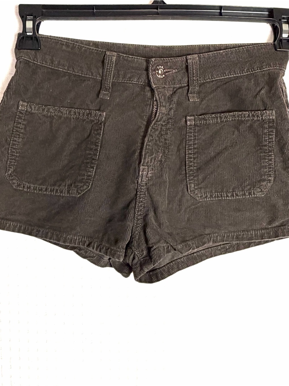 CARMAR Corduroy Mini Hot Pants Shorts Size 25 Taupe Brown Gray Olive Pockets